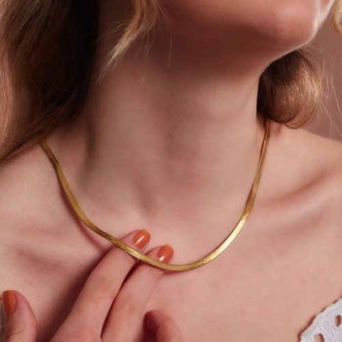 (1 পিস) – High Quality Snake Chain for Man/Women (Gold) - Image 3